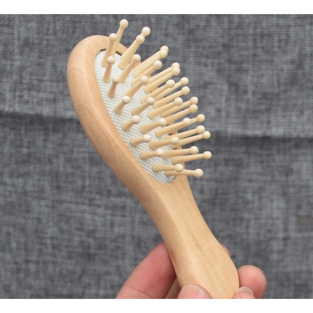 Small Wooden Bamboo Massaging Hairbrush Custom Printed