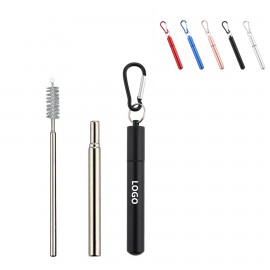 2pcs Reusable Collapsible Metal Straws Custom Imprinted