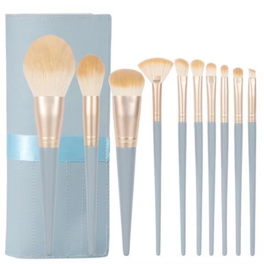 10 pcs Cheap Cosmetic Make Up Brush Set Kit with bag Custom Imprinted