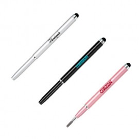 Logo Branded Retractable Multifunctional Stylus Brush and Soft Tip