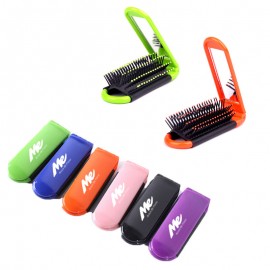 Logo Branded 2-in-1 Folding Compact Massage Comb & Mirror