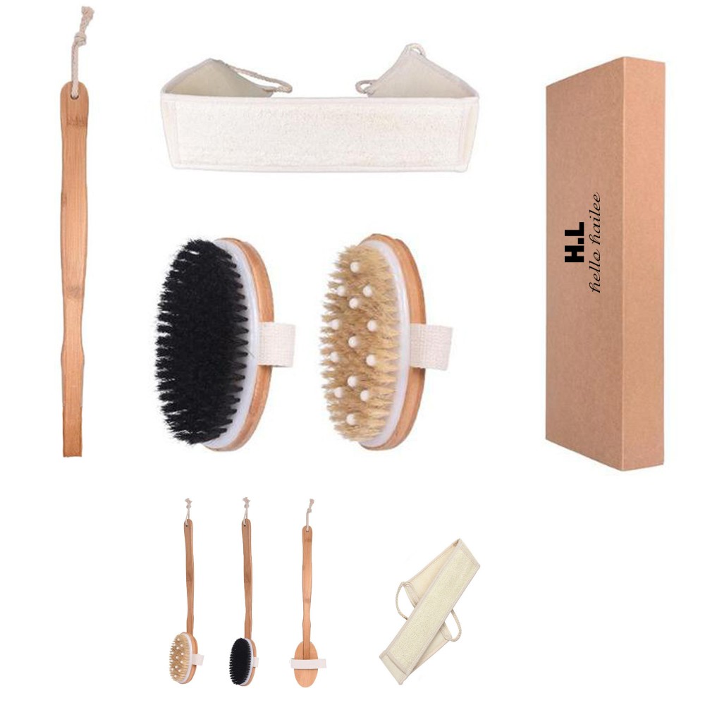 Custom Printed 4PCS Massage bath brushes set Custom Printed 4PCS Massage bath brushes set