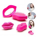 Lip-shaped Hair Brush With Mirror Custom Printed