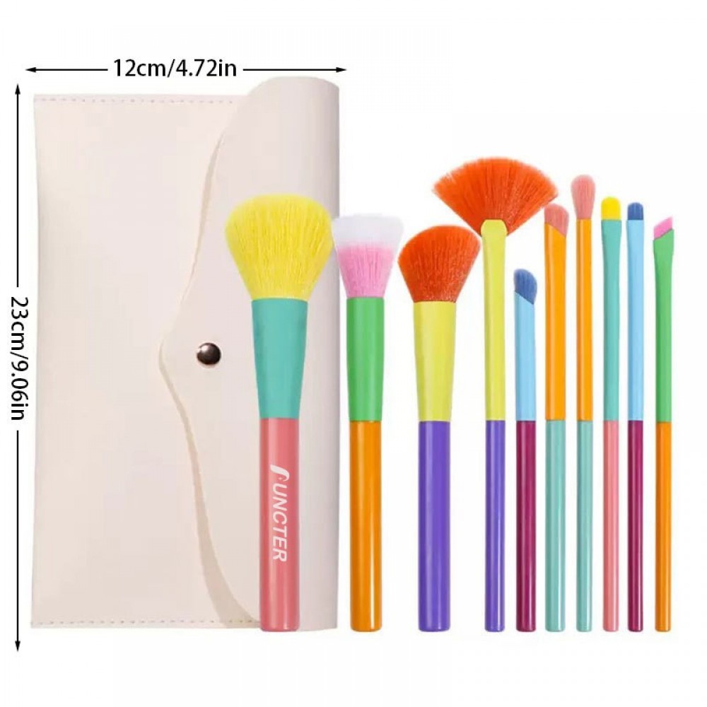 10 - Piece Colorful Portable Makeup Brush Set with Envelope Bag Custom Imprinted