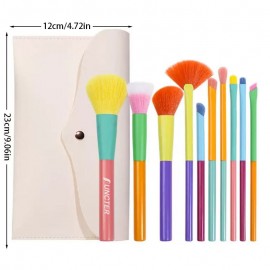 10 - Piece Colorful Portable Makeup Brush Set with Envelope Bag Custom Imprinted