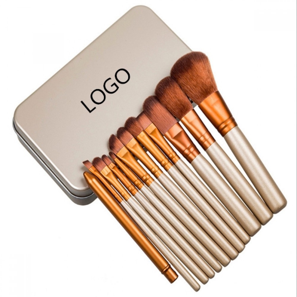 12PCS Cosmetic Makeup Brush Kit w/ Case Custom Imprinted 12PCS Cosmetic Makeup Brush Kit w/ Case Custom Imprinted