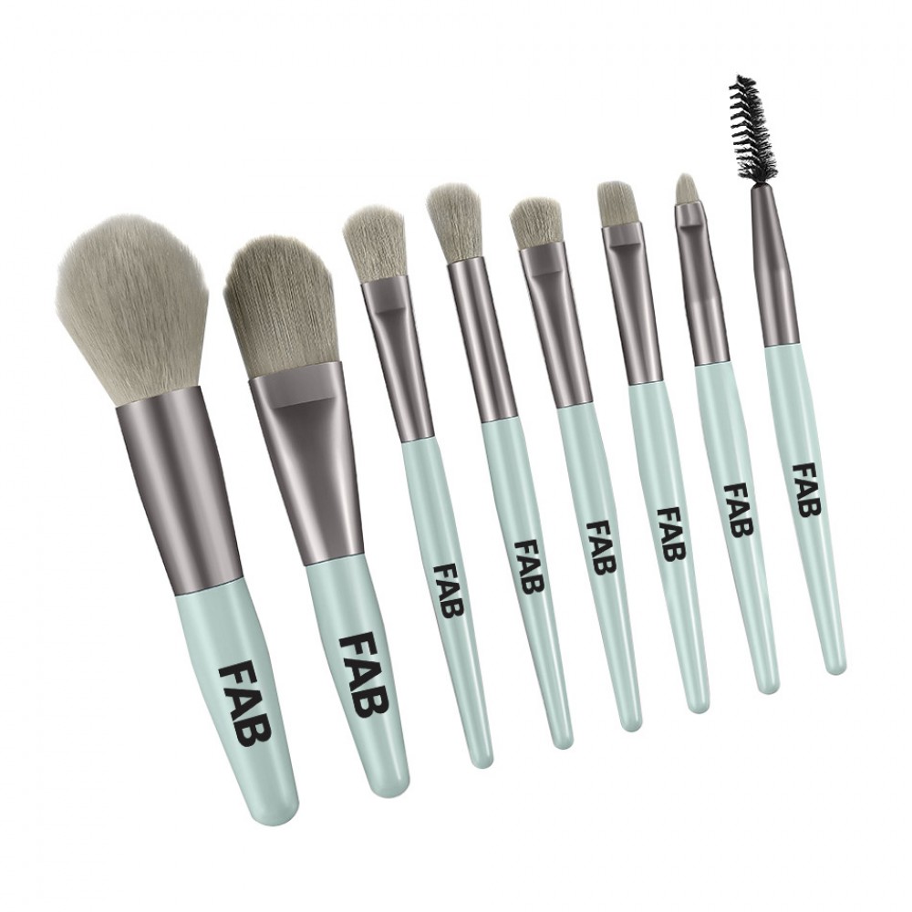 8-piece Wooden Handle Makeup Brush Set Custom Printed