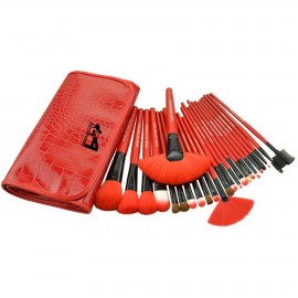 Logo Branded 24Pcs Red Makeup Brush Kit