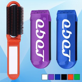 Custom Printed Kwik-Fix Folding Brush With Mirror  Custom Printed Kwik-Fix Folding Brush With Mirror