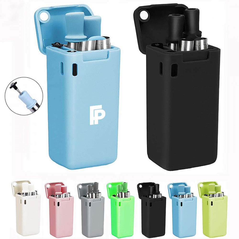 Custom Imprinted Reusable Stainless Steel Folding Straw with Case and Brush Custom Imprinted Reusable Stainless Steel Folding Straw with Case and Brush