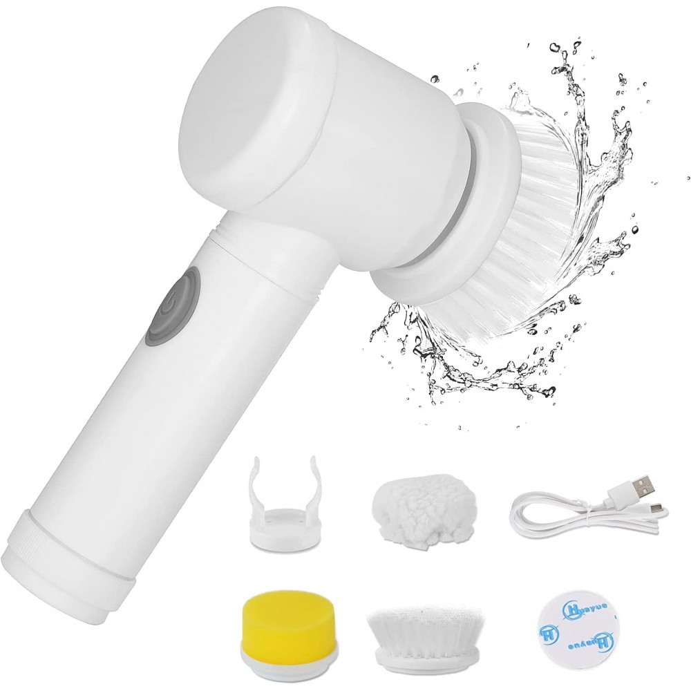 Custom Printed Electric Spin Scrubber , Rechargeable Cleaning Brush with 3 Brush Heads, for Bathroom, Kitchen,