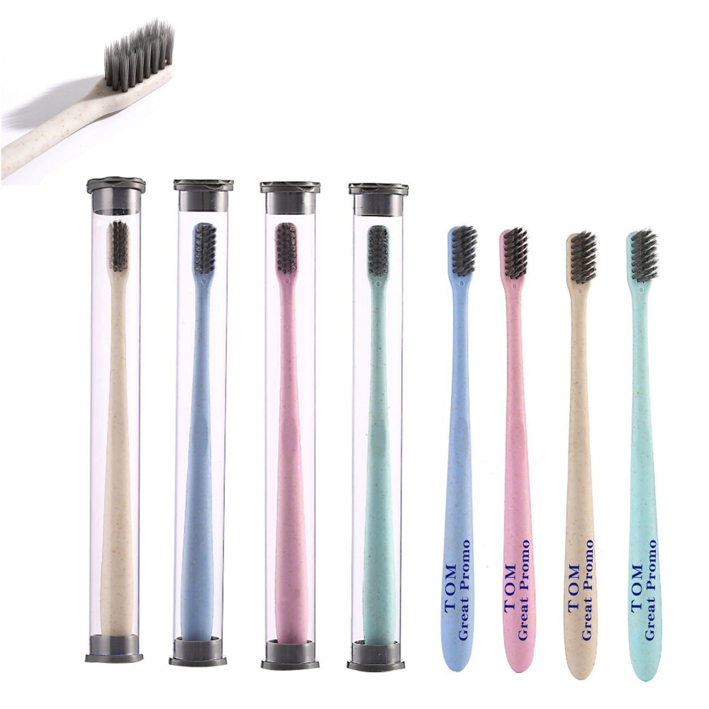 Portable Environmentally Friendly Wheat Straw Toothbrush Custom Imprinted