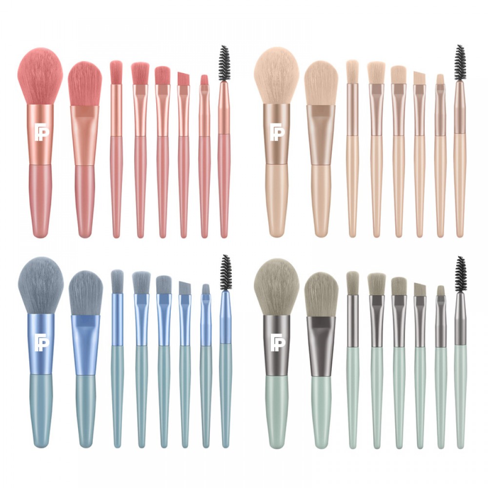 Custom Printed 8-Piece Wooden Makeup Brush Kit