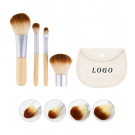 Logo Branded 4 Pcs Bamboo Hand Naturals Makeup Brushes  Logo Branded 4 Pcs Bamboo Hand Naturals Makeup Brushes