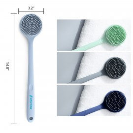 Custom Printed Silicone Circular Back Scrubber for Shower Dual Sides Body Scrubber Exfoliator with Long Handle  Custom Printed Silicone Circular Back Scrubber for Shower Dual Sides Body Scrubber Exfoliator with Long Handle