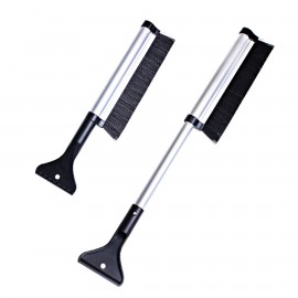 Telescopic Aluminum Handle Ice Scraper w/Brush Logo Branded