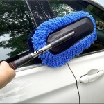 New Car Washing Brush Blue Telescopic Car Washing Tool Chenille Hair Durable Pole For Car Cleaning Logo Branded