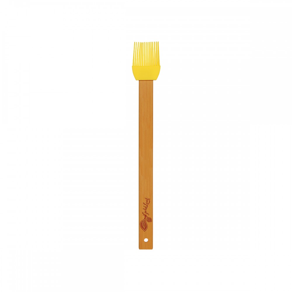 11" Yellow Silicone Baster Brush w/ Bamboo Handle Custom Printed