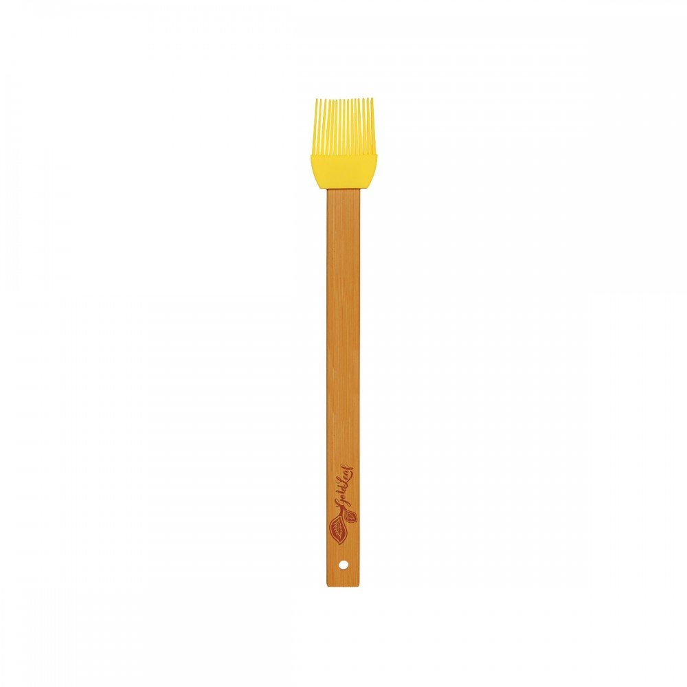 11" Yellow Silicone Baster Brush w/ Bamboo Handle Custom Printed 11" Yellow Silicone Baster Brush w/ Bamboo Handle Custom Printed