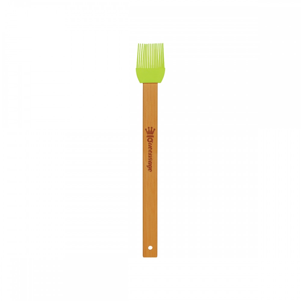 Custom Imprinted 11" Green Silicone Baster Brush w/ Bamboo Handle Custom Imprinted 11" Green Silicone Baster Brush w/ Bamboo Handle