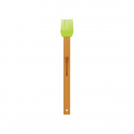 Custom Imprinted 11" Green Silicone Baster Brush w/ Bamboo Handle