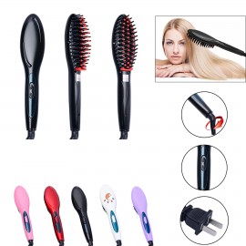 Logo Branded Electric Hair Straightening Massager Brush