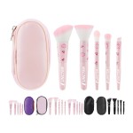Custom Printed 5 - Piece Mini Portable Makeup Brush Set with PU Cosmetic Bag