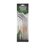 Curved Stainless Steel Straws & Cleaning Brush Set Custom Printed
