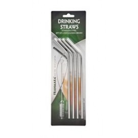 Curved Stainless Steel Straws & Cleaning Brush Set Custom Printed  Curved Stainless Steel Straws & Cleaning Brush Set Custom Printed