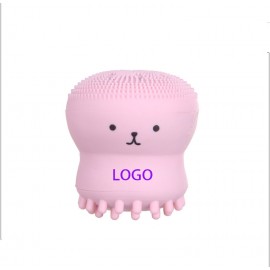 Soft Octopus Shape Massage Silicone Facial Cleaning Brush Logo Branded