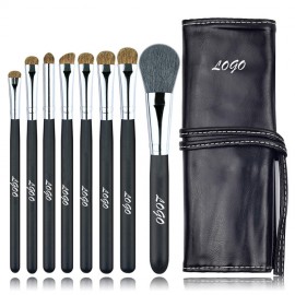 8 Piece Premium Synthetic Makeup brushes kit with leather case Logo Branded