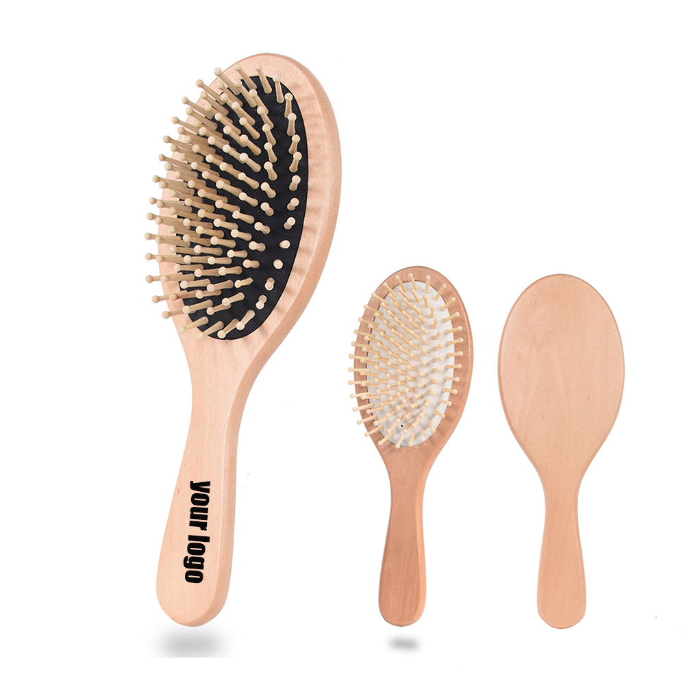 Custom Printed Oval Wooden Paddle Hair Brush Comb