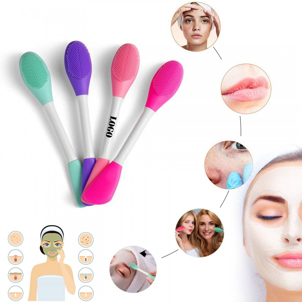 Double-Ended Silicone Face Mask Brush Logo Branded