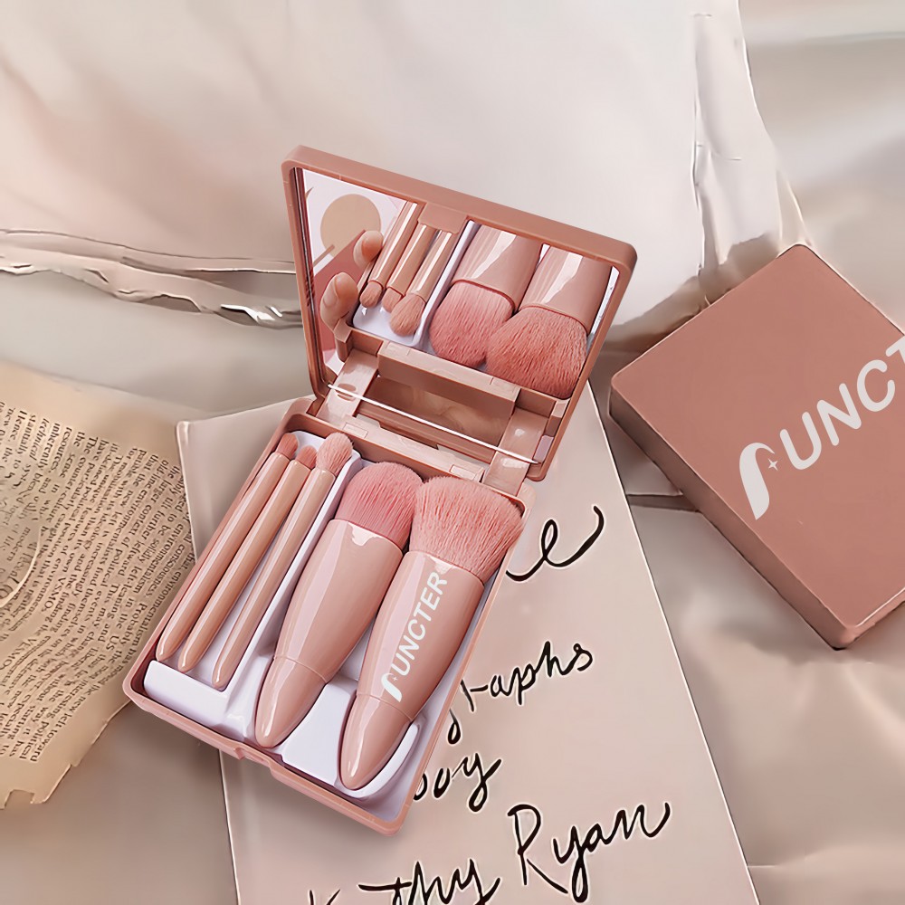 5-Piece Portable Brush Set with Mirror Custom Printed