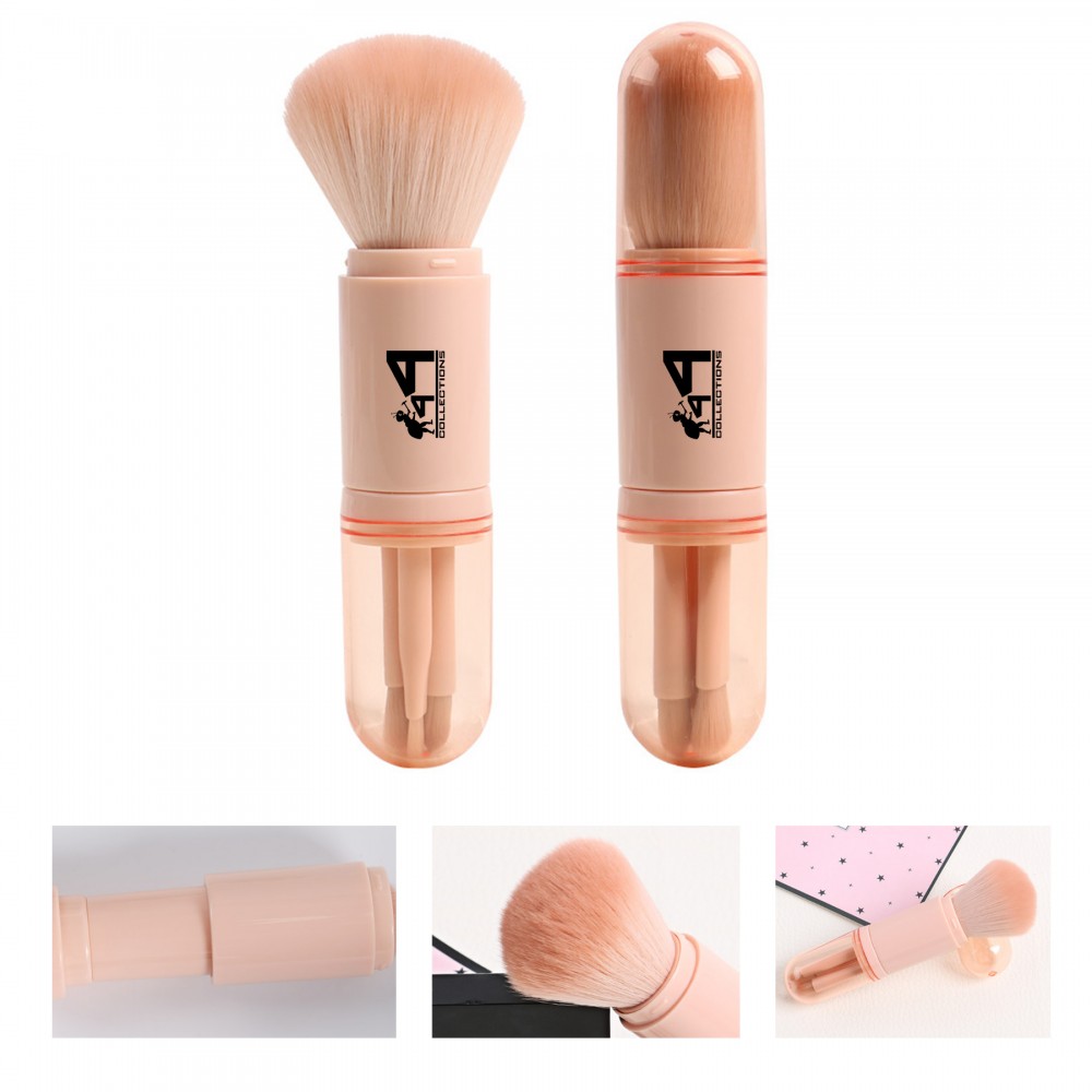 Custom Imprinted 4-In-1 Retractable Makeup Brush Set
