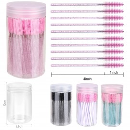 Custom Printed 100pcs Disposable Mascara Eyelash Brushes with Container  Custom Printed 100pcs Disposable Mascara Eyelash Brushes with Container