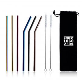 Logo Branded Stainless Steel Straws with Brush