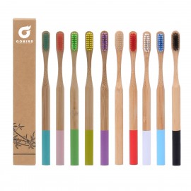 Logo Branded Bamboo Round Handle Toothbrushes  Logo Branded Bamboo Round Handle Toothbrushes