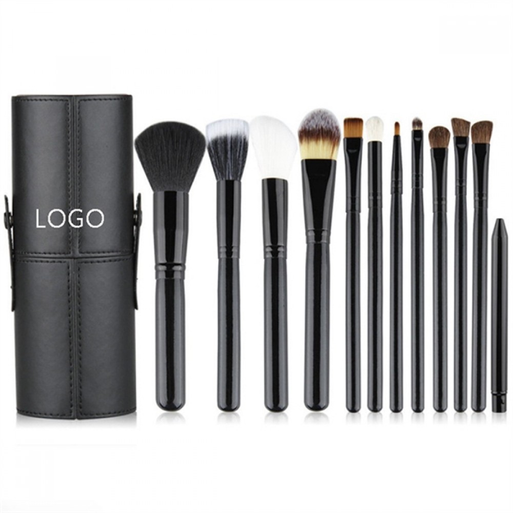 Logo Branded 12 Pieces Cosmetic Brush Set Kit Logo Branded 12 Pieces Cosmetic Brush Set Kit