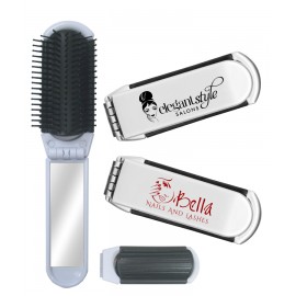 Folding Hair Brush & Mirror Set Logo Branded