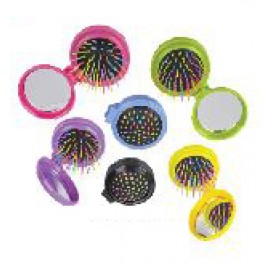 Custom Imprinted 3" Compact Brush w/Mirror  Custom Imprinted 3" Compact Brush w/Mirror