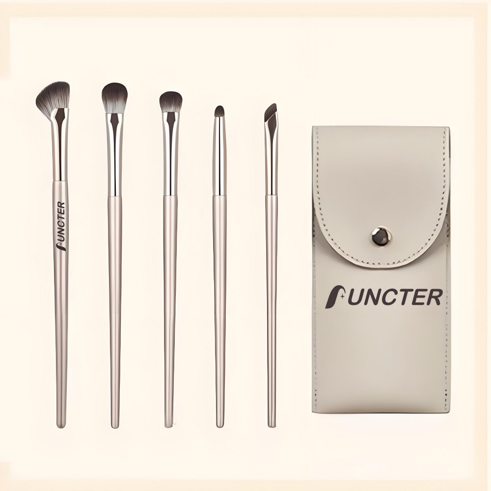 Logo Branded Luxe Gold 5-Piece Brush Set With PU Bag