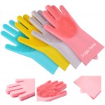 Custom Imprinted Silicone Cleaning Brush Scrubber Gloves
