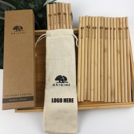 Bamboo Drinking Straw With Cotton Pouch Logo Branded  Bamboo Drinking Straw With Cotton Pouch Logo Branded