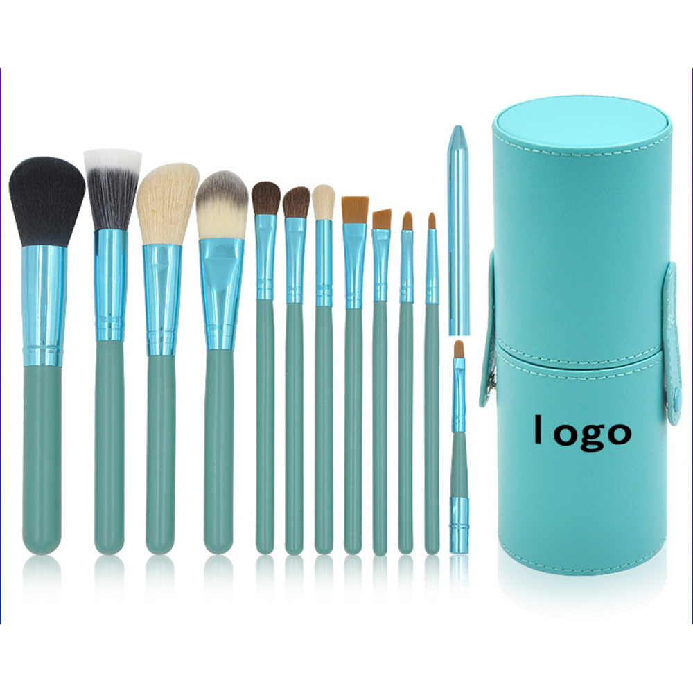 Logo Branded Cosmetic Brush Set With Large Pu Leather Make Up Makeup Brush Holder
