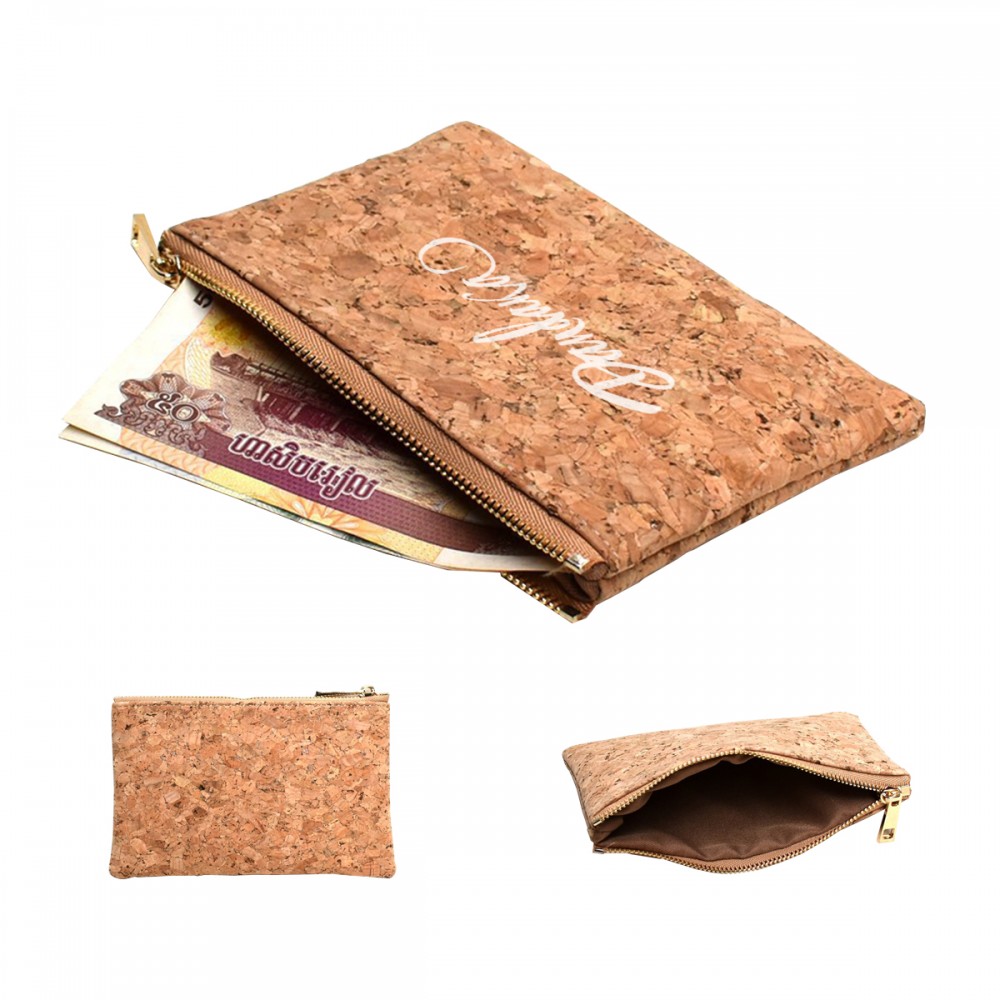 Logo Branded Natural Cork Clutch Pouch