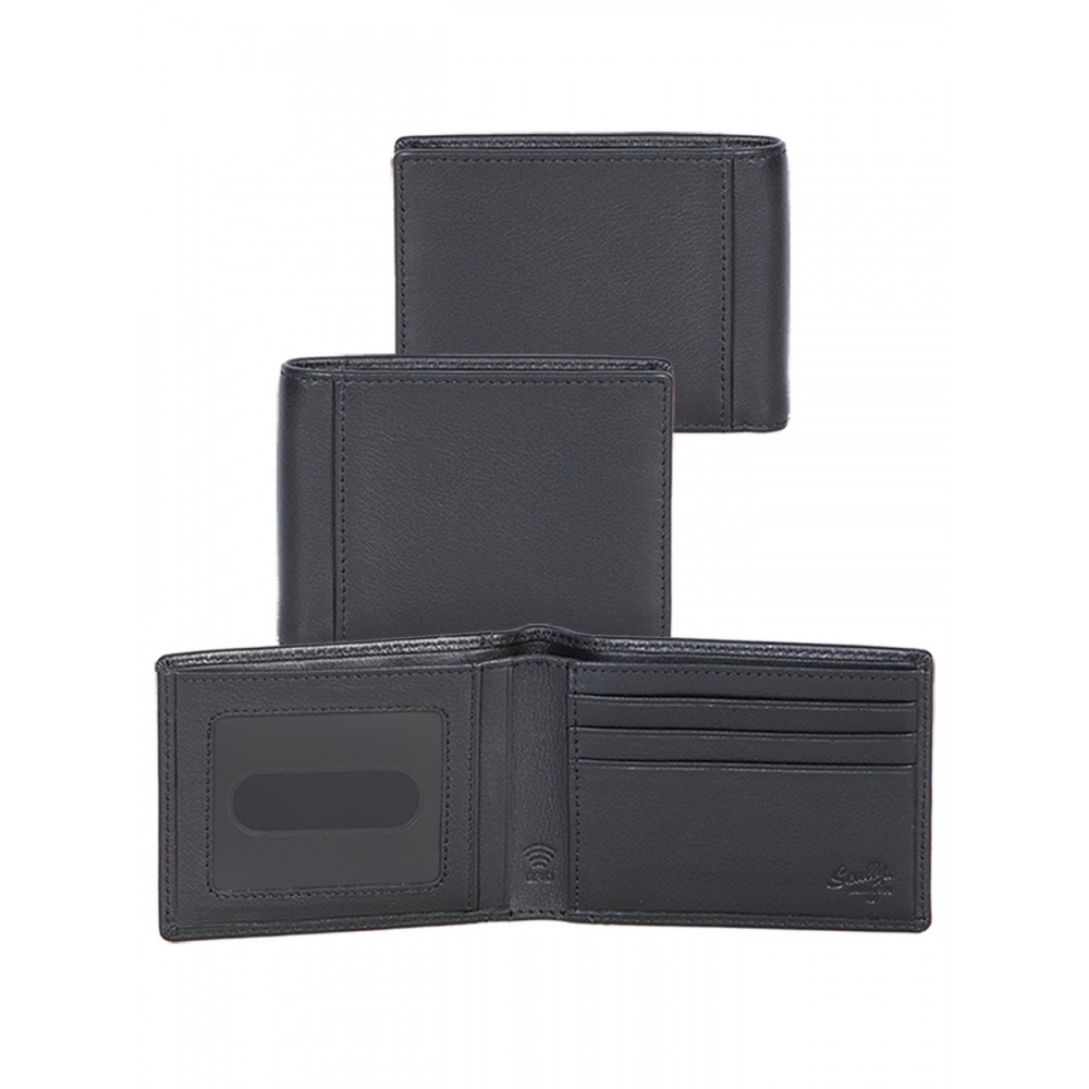 Custom Printed Plonge Leather Slim Billfold Bi-Fold Wallet w/ RFID Theft Protection Custom Printed Plonge Leather Slim Billfold Bi-Fold Wallet w/ RFID Theft Protection