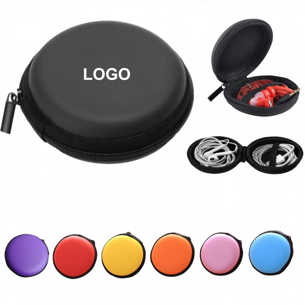 Round EVA Coin Purse Earphone USB Cable Storage Bag Custom Imprinted Round EVA Coin Purse Earphone USB Cable Storage Bag Custom Imprinted