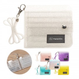 Custom Printed Clear Bifold Wallet Purse with Lanyard  Custom Printed Clear Bifold Wallet Purse with Lanyard