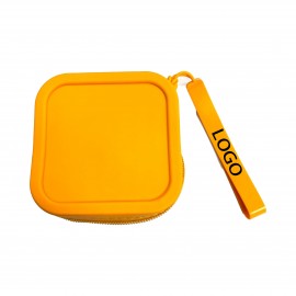 Portable Square Silicone Zipper Coin Purse Custom Printed